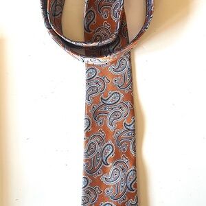 Haspel Men’s 100% Silk Paisley Bronze Blue Tie